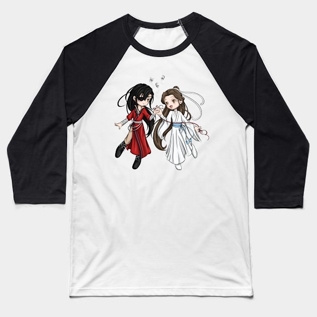 Chibi Fan Art - Heaven Official's Blessing - Hua Cheng and Xie Lian Baseball T-Shirt by smileycat55555